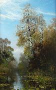 Mauritz Lindstrom Lake Scene in Autumn oil on canvas